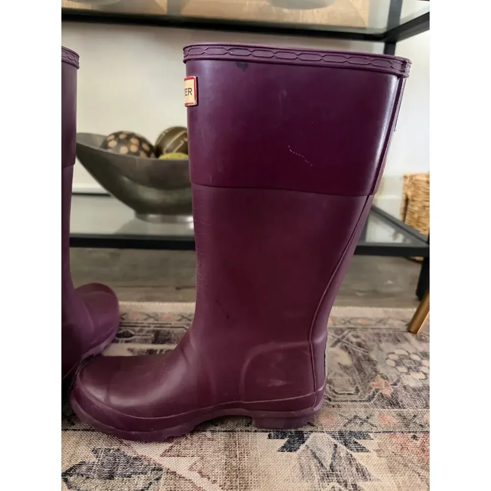 Hunter Original Kids Rain Boots Size US 2 Purple Tonal Contrast Tall Rubber
